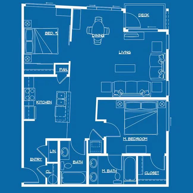 2 Bed 2 Bath + Den 202 floor plan